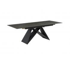 Table à manger extensible LIBSY - 6 à 8 couverts - Céramique et Métal - Noir