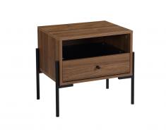 Table de chevet DOBSON - 1 tiroir et 1 niche - Coloris : noyer et noir