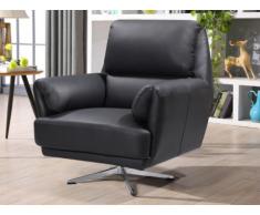 Fauteuil pivotant en cuir WATFORD - Noir