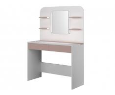 Coiffeuse AMALIA - Miroir à LEDs et rangements - Rose poudré