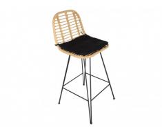 Chaise de bar de jardin NOSARA en résine tressée - Assise noire