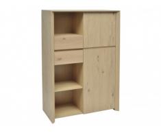 Buffet haut KOUVOLA - 1 porte & 2 tiroirs - Coloris : Chêne