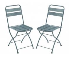 Lot de 2 chaises de jardin pliantes MIRMANDE en métal - Anthracite