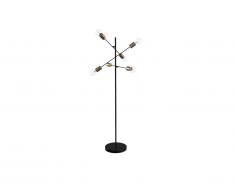 Lampadaire multi-ampoules style industriel KLEPTON - Métal - 49,5 x 28,5 x 146,5 cm - Noir et Or