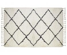 Tapis style berbère MARCUS - 100% laine - 120 x 170 cm - Beige et noir