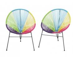 Lot de 2 chaises de jardin ALIOS II en fils de résine tressés - multicolore
