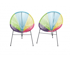 Lot de 2 fauteuils de jardin II en fils de résine tressés - multicolore - ALIOS
