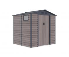 Abri de jardin en acier galvanisé effet bois ADELMO - gris - 4,15 m²