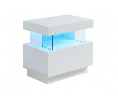 Table de chevet FABIO - MDF laqué blanc - LEDs - 1 tiroir et 1 niche