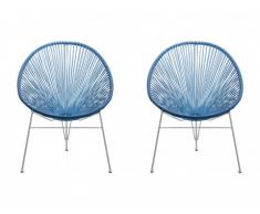 Lot de 2 chaises de jardin ALIOS II en fils de résine tressés - Bleu marine