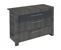 Commode BRITANY - 3 tiroirs - Finition aspect orme gris