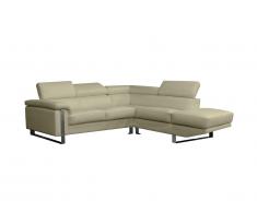 Canapé d'angle en cuir MYSTIQUE - Beige - Angle droit