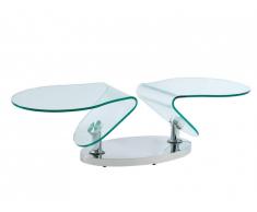 Table basse avec plateaux pivotants EZEKIEL - Verre trempé & métal