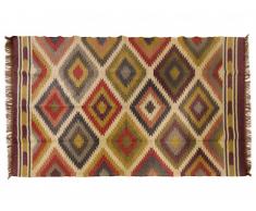 Tapis kilim tissé main en laine et jute CARNAVAL - 160x230cm - Multicolore