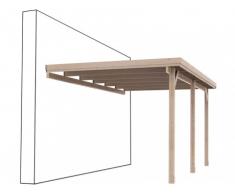 Carport adossé RASMUS en bois traité classe III - surface 15,6m² - toit en plexi