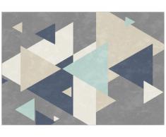 Tapis style design PATCHWORK - Polypropylène - 160x230 cm - Gris et bleu