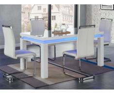 Table à manger EMERSON - 6 couverts - MDF laqué blanc - LEDs
