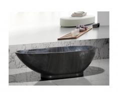 Baignoire îlot MARBELA - 190 L - 180*85*58cm - Effet Marbre - Noir