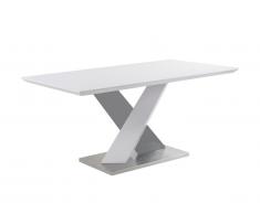 Table à manger SALVA - 6 couverts - MDF laqué - Blanc et noir