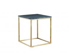 Table d'appoint design ARETHA - Marbre & Métal - Noir & Doré