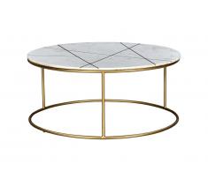 Table basse ORNEA - Marbre Blanc et Métal Doré