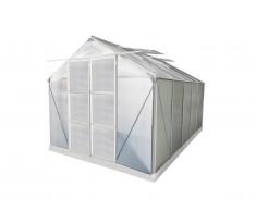 Serre de Jardin en polycarbonate de 9 m² avec embase - Gris métallique - COROLLE II