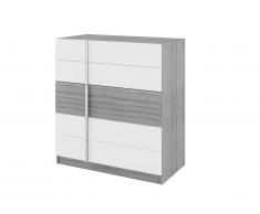 Commode BODIL - 5 tiroirs - Gris et blanc