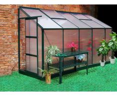 Serre de Jardin adossée en polycarbonate de 3,7 m² avec embase - Vert - CALICE II