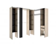 Dressing d'angle extensible DORIAN - L164/234 cm - Chêne et anthracite