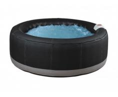 SPA gonflable 6 personnes BCOOL III - D203*H65 cm - 130 buses d'air - Noir - revêtement luxe