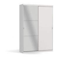 Armoire EINAR avec miroir - 2 portes - L.160cm - Blanc