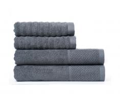 Lot de 2 serviettes de toilette 70x140cm + 2 serviettes de toilette 50x90cm en coton biologique ANNABA - Gris foncé