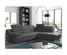 Canapé d'angle convertible en tissu PYLOS - Anthracite - Angle droit
