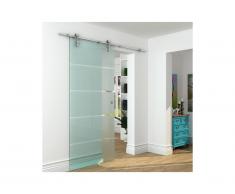 Porte coulissante en applique GLASSY - H205 x L93 cm - Verre trempé