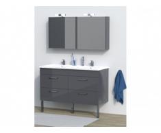 Ensemble SETA - Meuble de salle de bain double vasque - Gris laqué