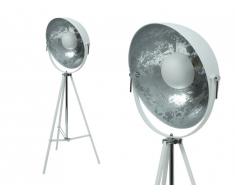 Lampadaire trépied studio industriel ELI - Métal - H. 166 cm - Blanc et argenté