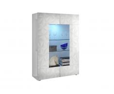 Vitrine ERIS - LEDs - 2 portes en verre - Blanc laqué