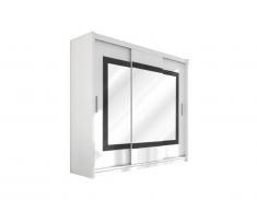 Armoire 3 portes coulissantes - Avec miroir - L250 cm - Blanc - AUTLAN