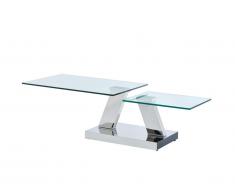 Table basse avec plateaux pivotants OYRUS - Verre trempé & métal