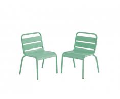 Lot de 2 chaises de jardin empilables pour enfants POPAYAN en métal - Vert d'eau