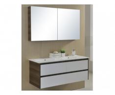 Ensemble de salle de bain ADELE double vasque en MDF avec meuble bas et miroir