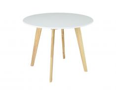 Table ronde COLETTE - 4 couverts - Hévéa massif et MDF - Blanc