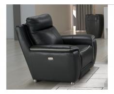 Fauteuil relax électrique PAOSA en cuir - Anthracite passepoil gris clair