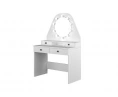 Coiffeuse GABRIELA - Miroir à LEDs et rangements - Blanc