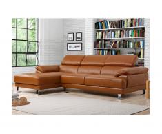 Canapé d'angle en cuir EXCELSIOR II - Caramel - Angle gauche