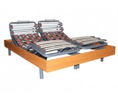 Sommier de relaxation 28 lattes et 40 plots déco bois merisier de DREAMEA - 2x70x190cm - moteurs OKIN