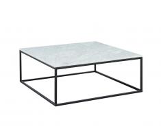Table basse design ARETHA - Marbre & Métal - Blanc & Noir