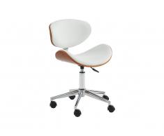 Fauteuil de bureau MONTENEGRO - Hauteur Ajustable - Simili - Noyer et Blanc