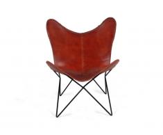 Fauteuil Butterfly MOKOROA en cuir - Camel
