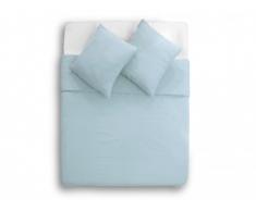 Parure de lit FIGUIERA - Housse de couette 240x220cm + 2 taies 65x65cm - 100% lin - Bleu clair